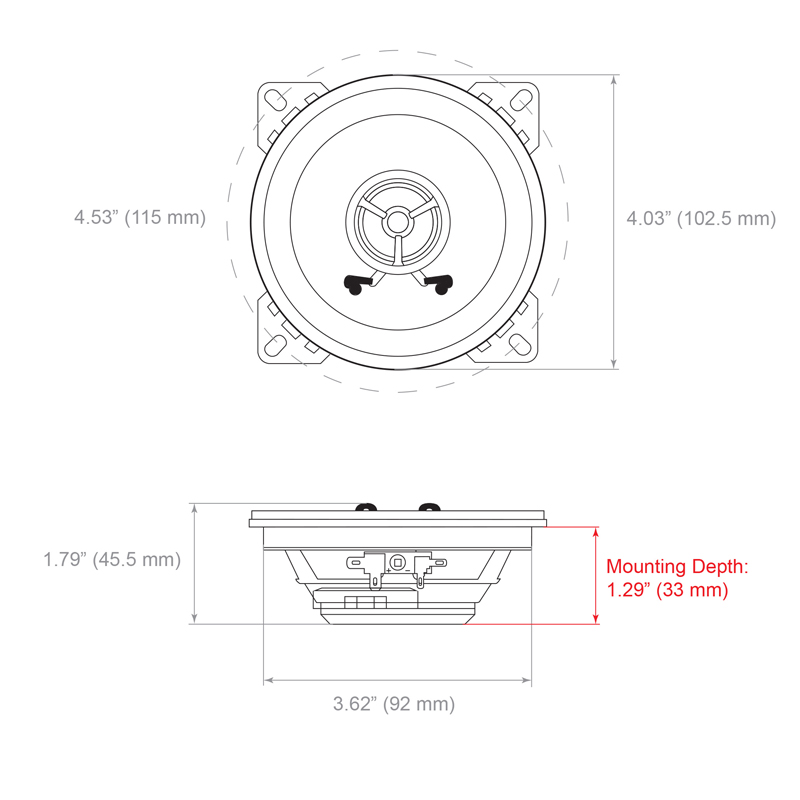 AMPIRE R-452N RETRO SOUND Speaker 4.5 ", 114mm (coppia) 