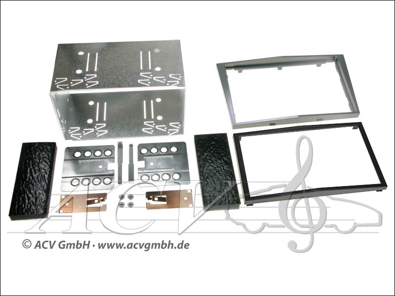 Doppel-DIN Einbaukit Rubber Touch Opel 2004-> dunkel-silber