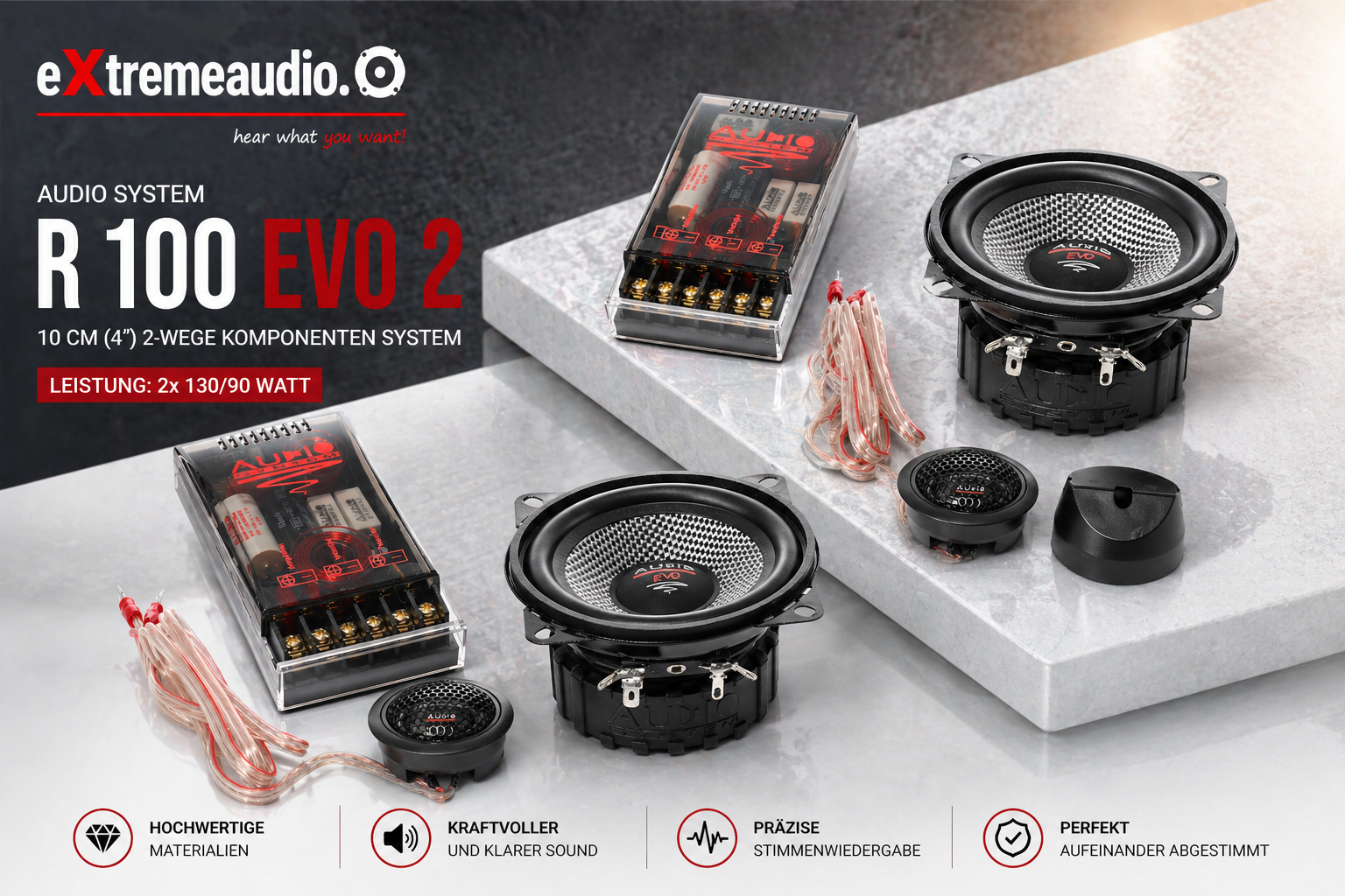Audio System R 100 EVO 2 10 cm (4”) 2-Wege Komponenten Lautsprecher System – RADION SERIES
