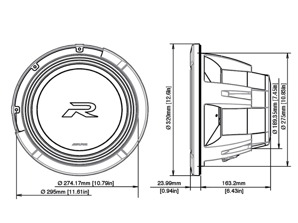 Alpine R2-W12D4 30 cm (12-Zoll) R2-Series DVC Subwoofer 2250 Watt Power