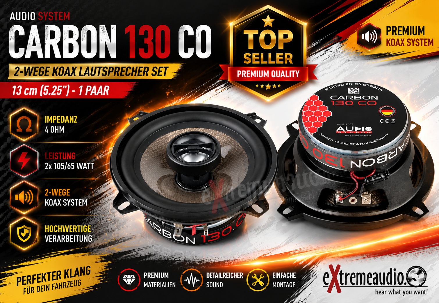 Audio System CARBON 130 CO 2-Wege Koax Lautsprecher Set 13 cm (5.25") - 1 Paar