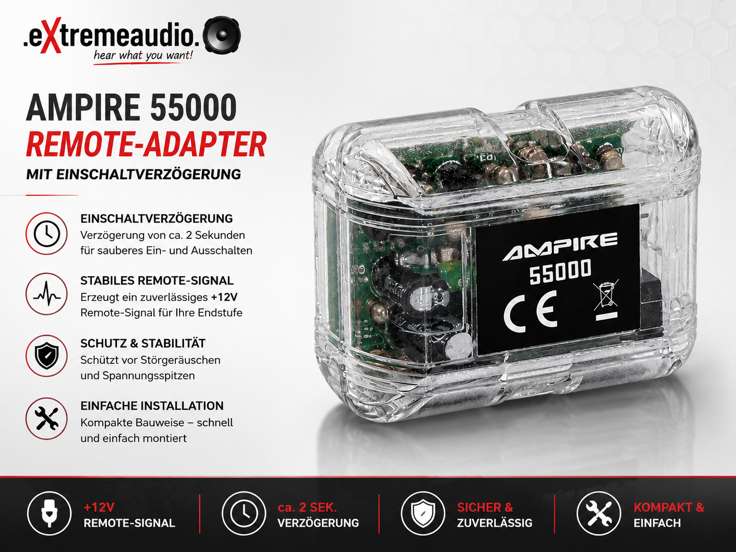 Ampire 55000 Remote-Adapter mit Einschaltverzögerung Remote-Signal-Generator mit Einschaltverzögerung 
