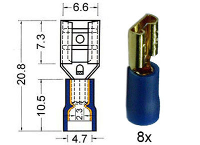 RTA 152.211-0 Receptacles and isolated blue gold 6.3 mm