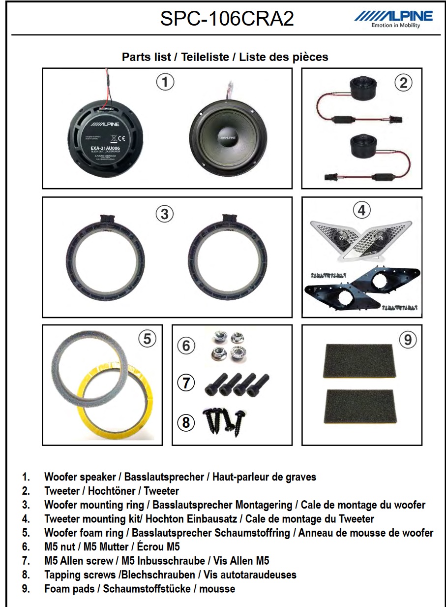 Alpine SPC-106CRA2 Sound-Upgrade 16,5 cm (6.5") 2-Wege Komponenten Lautsprecher Set kompatibel mit VW Crafter 2 & MAN TGE