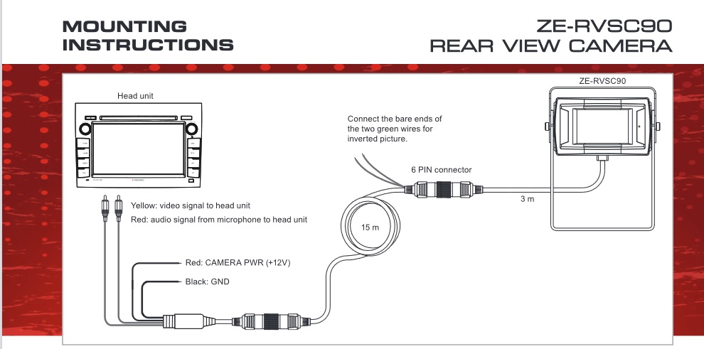 Caméra de recul voiture 4 broches ccd sharp dans boîtier métallique 12v