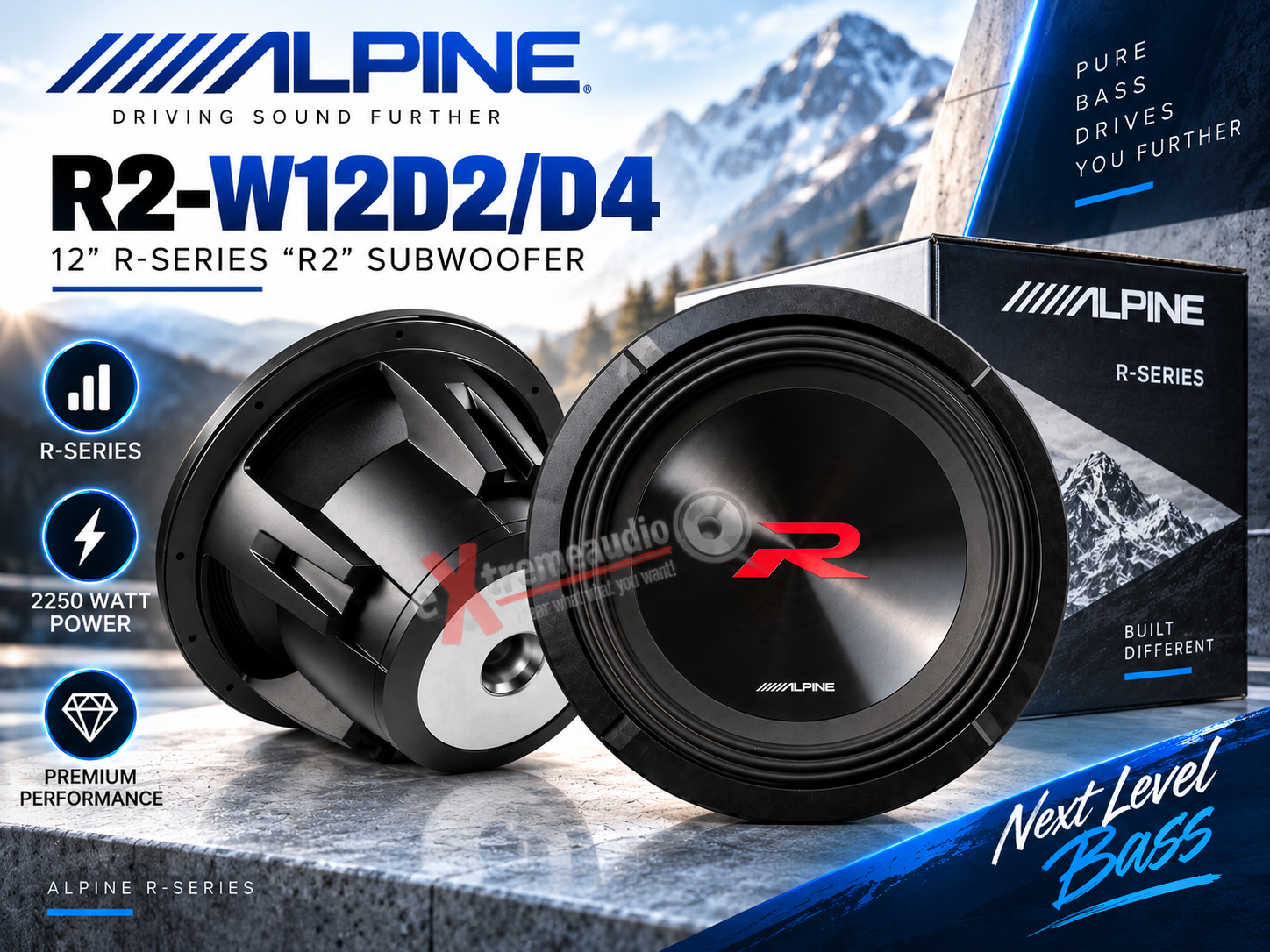 Alpine R2-W12D4 30 cm (12-Zoll) R2-Series DVC Subwoofer 2250 Watt Power
