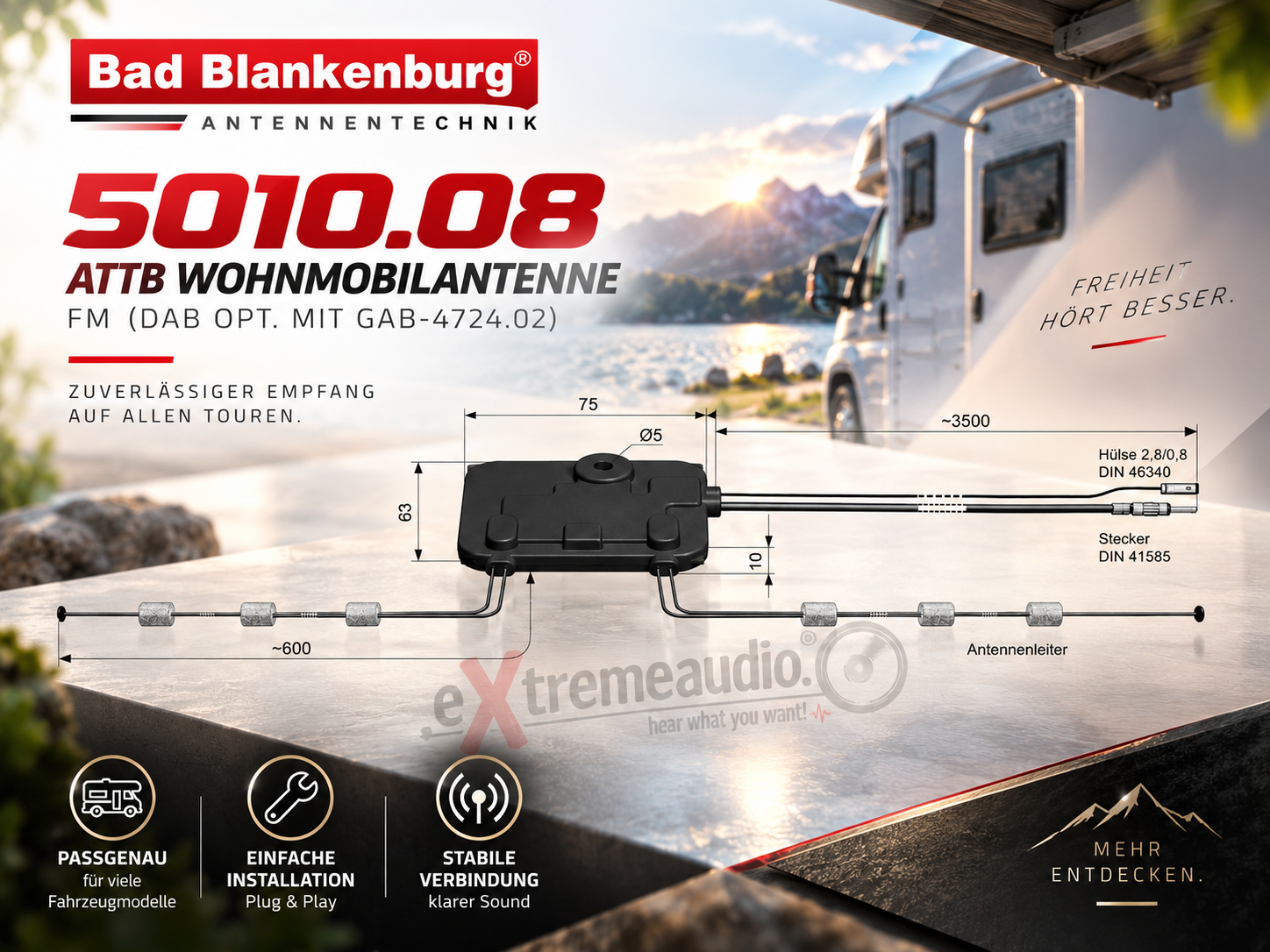 Bad Blankenburg 5010.08 ATTB Wohnmobilantenne FM (DAB opt.mit GAB-4724.02) 