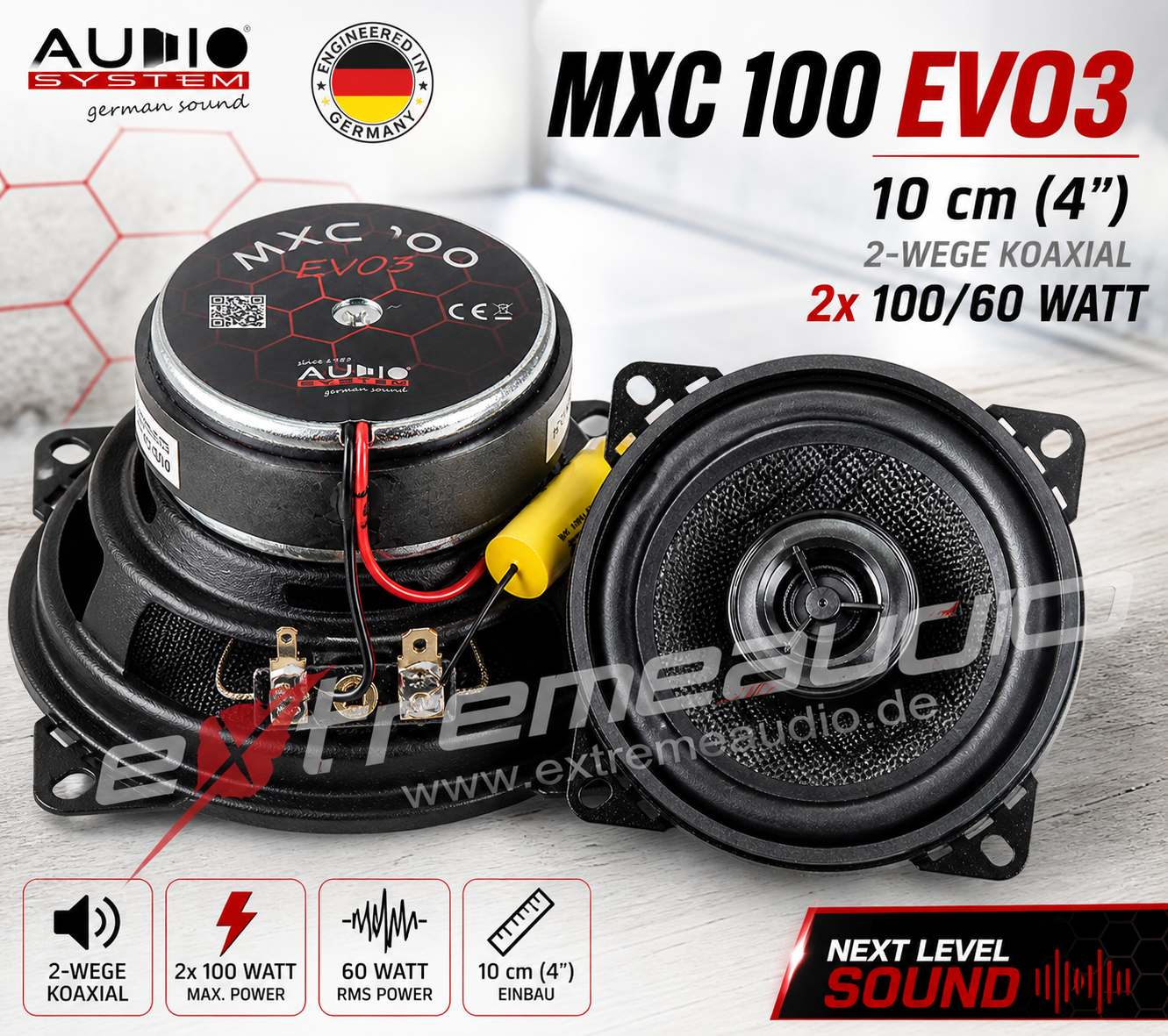 Audio System MXC100 EVO3 2-Wege Koaxial 10 cm (4") Lautsprecher - 1 Paar