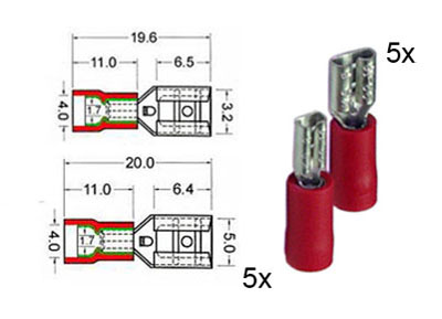 RTA 151.100-0 Sortiment Flachsteckhülsen enthält je 5 x 2,8mm + 5 x 4,8mm rot