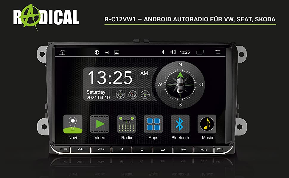 RADICAL R-C12VW1 VW Golf 5+6 Autoradio Infotainment Android 9.0 MULTIMEDIASYSTEM