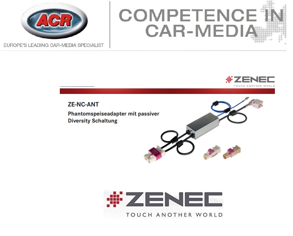 ZENEC ZE-NC-ANT E>GO 2-Kanal Diversity Antennenadapter kompatibel mit Volkswagen VW