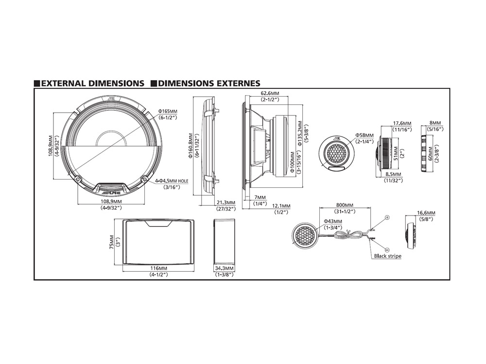 Alpine R2-S652 R-Series 16,5 cm (6,5-Zoll) 2-Wege Komponentensystem Lautsprecher 300 Watt