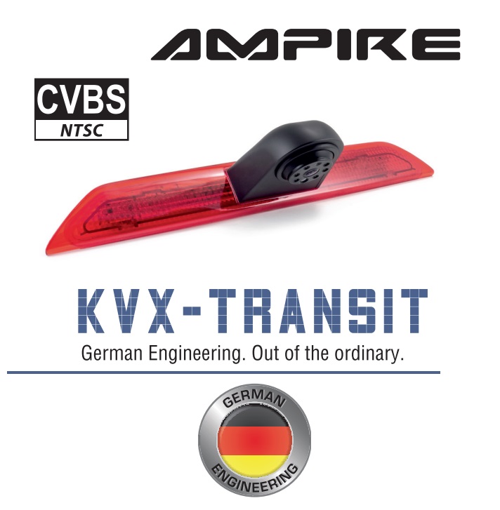 Ampire KVX-TRANSIT Kamera Einparkkamera Rückfahrkamera kompatibel mit Ford Transit 7. Generation mit Dach H2 (Bj. 2014-2019)