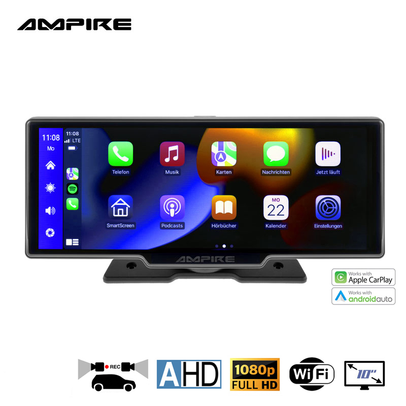 Ampire CPM102 Smartphone-Monitor 25.4cm (10") mit AHD Dual-Dashcam und RFK-Funktion