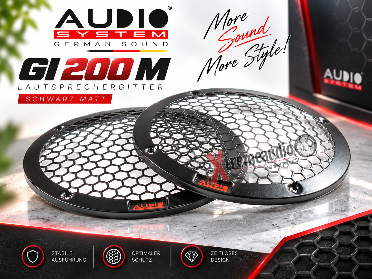 Audio System GI 200 M stabiles 20 cm (8") Lautsprechergitter schwarz matt - 1 Paar