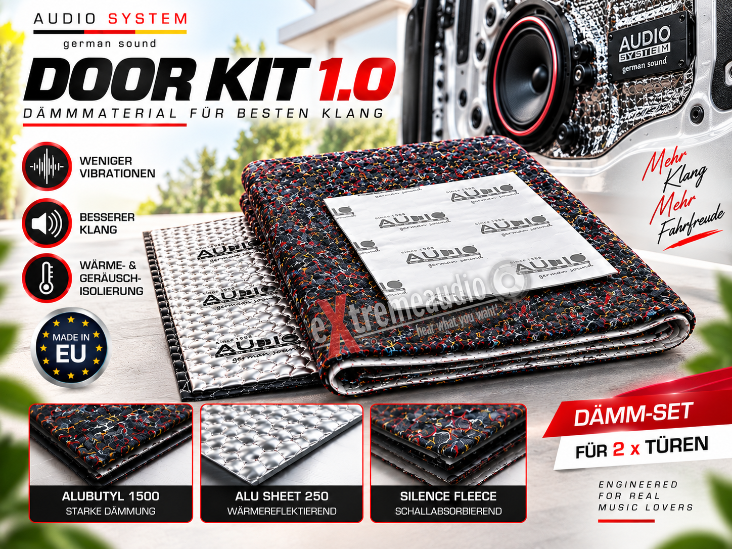 AUDIO SYSTEM DOOR KIT 1.0 Dämm-Set Dämmmaterial für 2 x Türen, ALUBUTYL 