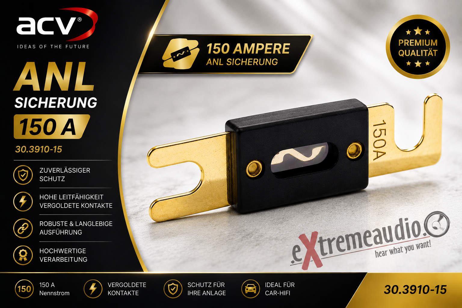 ACV 30.3910-15 ANL Sicherungen 150 Ampere ANL Sicherung 150 A gold 