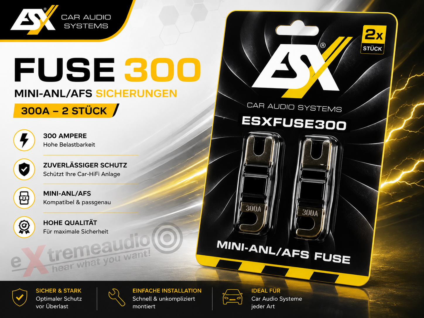 ESX FUSE300 Mini-ANL/AFS Sicherungen 300A 2 Stück MINI ANL Sicherung