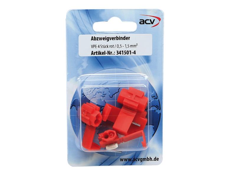 ACV 341501-4 Connecteur de dérivation rouge 0.5 - 0.75 5mm²  ( 4 pièces)