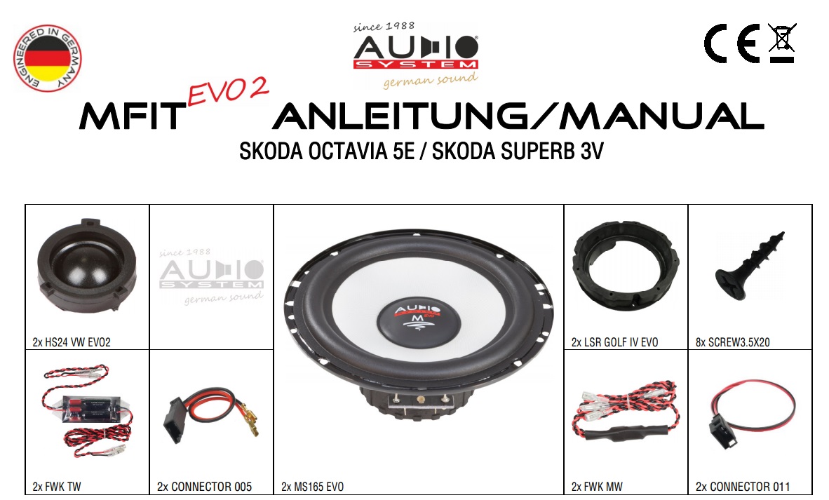 AUDIO SYSTEM MFIT SKODA SUPERB 3V EVO2 90W PERFECT FIT COMPO SYSTEM Lautsprecher für SKODA SUPERB 3V 2015-> 