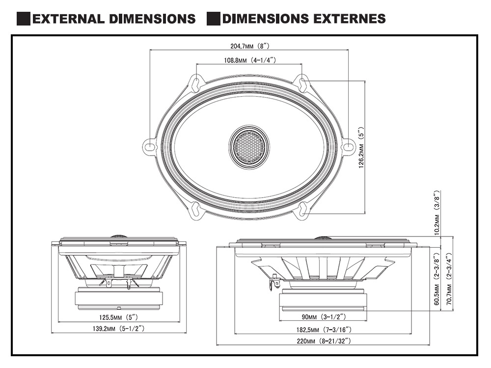 Alpine S2-S68 15 cm x 20 cm (6 x 8-Zoll) 2-Wege Koaxial oval Lautsprecher 230 Watt - 1 Paar S-Series