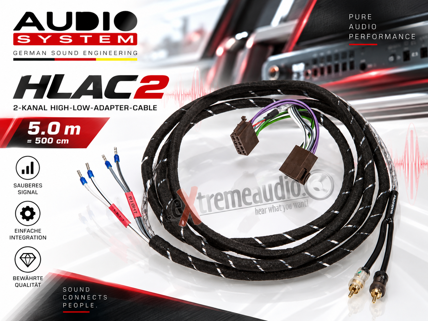 Audio System HLAC2 5M 2-CHANNEL HIGH-LOW ADAPTER CABLE HLAC 2 5.0 m = 500 cm
