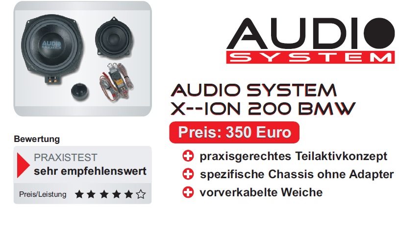 Audio System X 200 BMW X Series 3-way active front-part system for BMW E60, 61,81,82,87,88,90,91,92