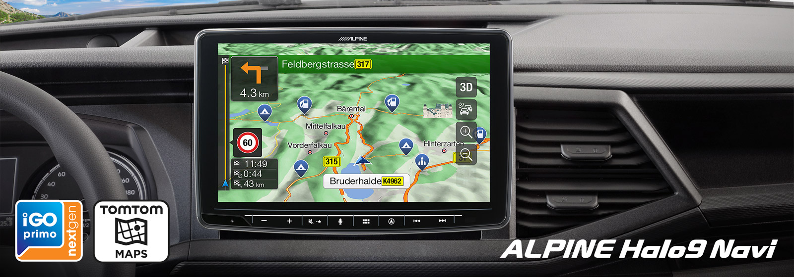 Alpine INE-F904T61 Autoradio Navigationssystem für VW T6.1 (7H / 7J) mit 9-Zoll-Touchscreen 1-DIN-Einbaugehäuse, DAB+, Apple CarPlay und Android   