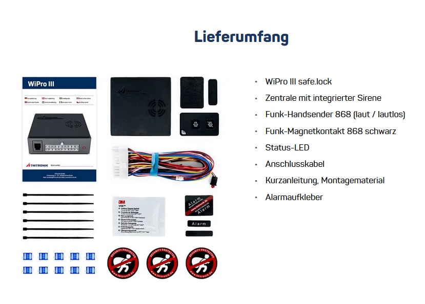 Thitronik 101050 WiPro III "safe.lock" für Ducato/Daily Funk Alarmsystem Fiat Ducato, Peugeot Boxer, Citroën Jumper oder Iveco Daily