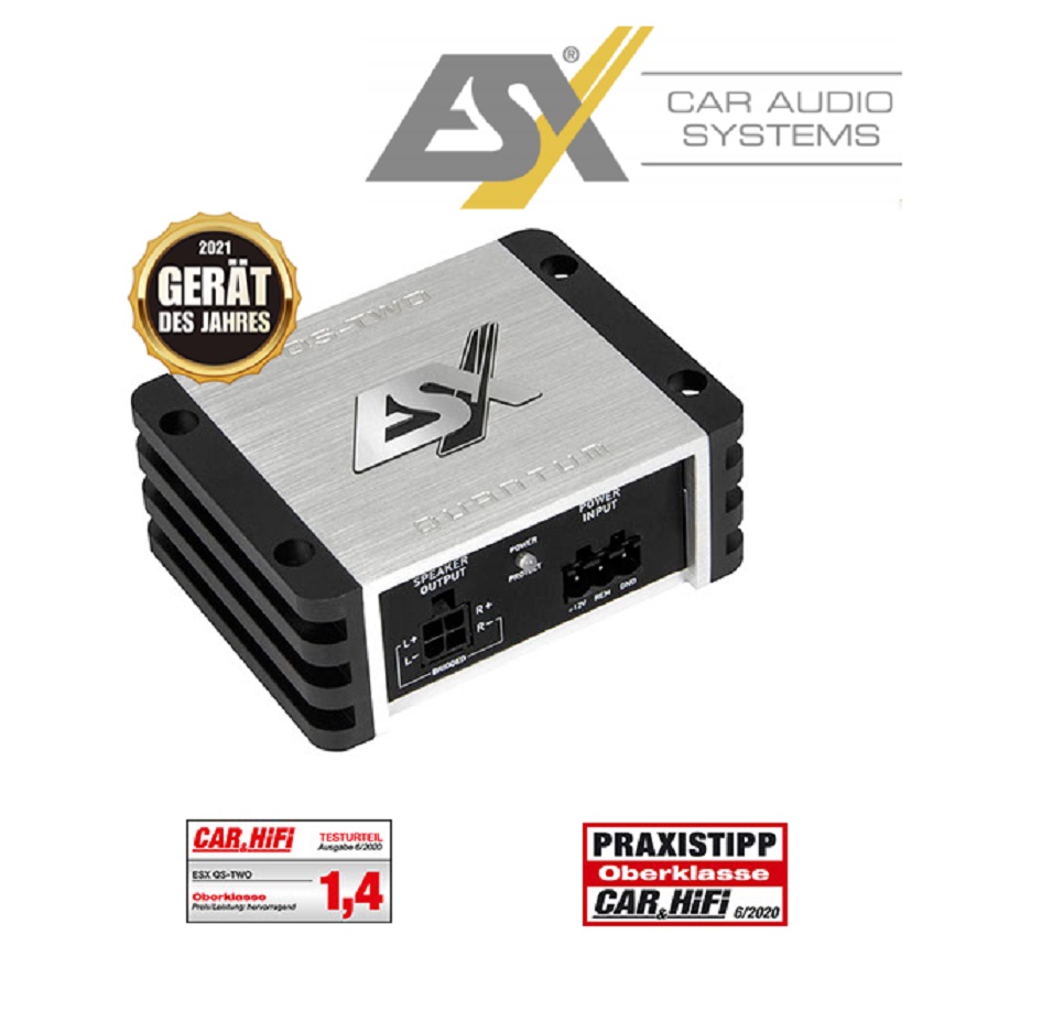 ESX QS-TWO v2 2-Kanal Class D Nano Digital Mini Verstärker 300 Watt RMS