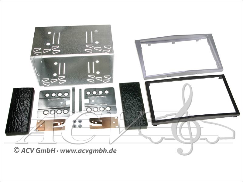 Double-DIN installation kit rubber touch Opel 2004 -> chrome-silver 
