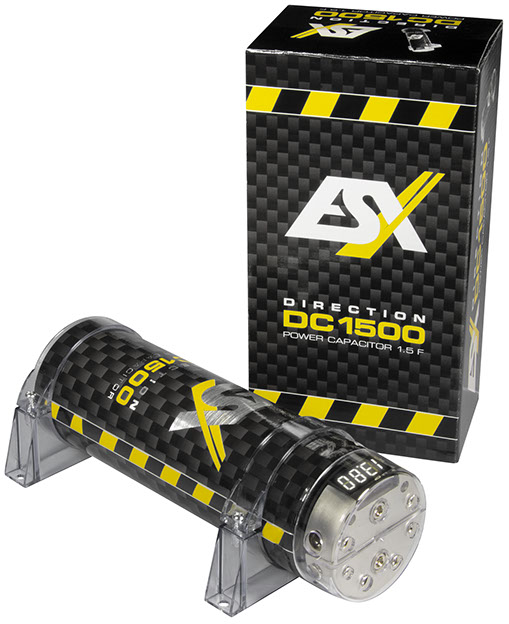 ESX DC1500 DIRECTION Cap 1,5 Farad Pufferkondensator Powercap mit integriertem Verteilerblock