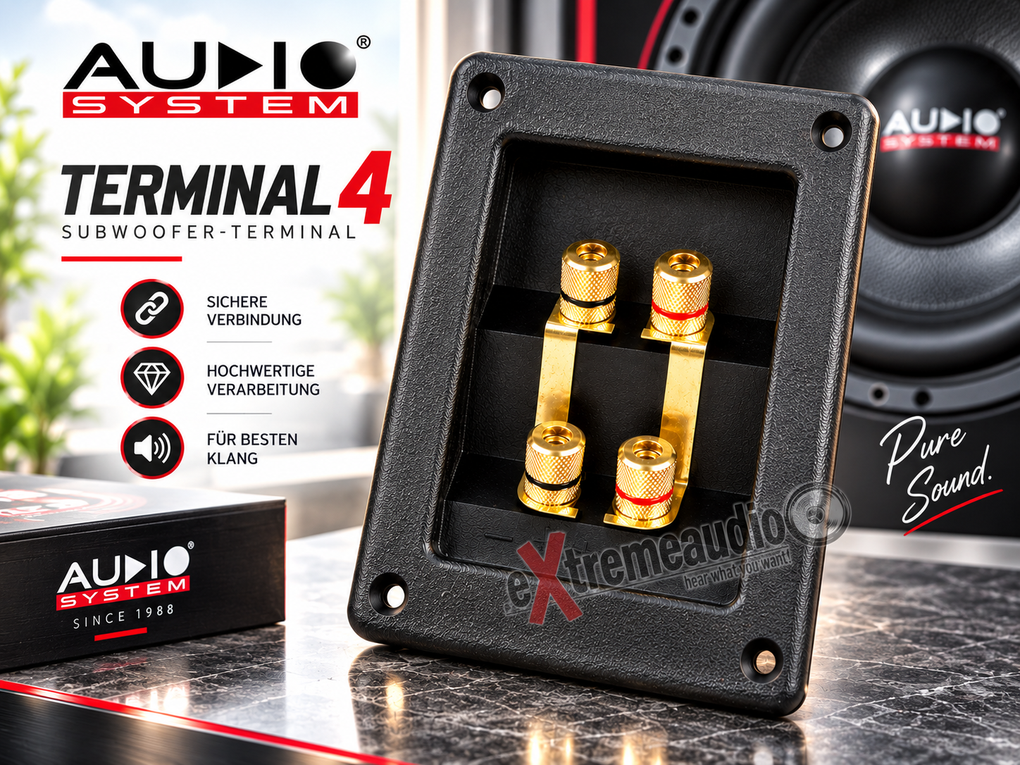 Audio System TERMINAL 4 Subwoofer-Terminal 4-poliges Terminal Subwoofer Anschluss Terminal Stückpreis