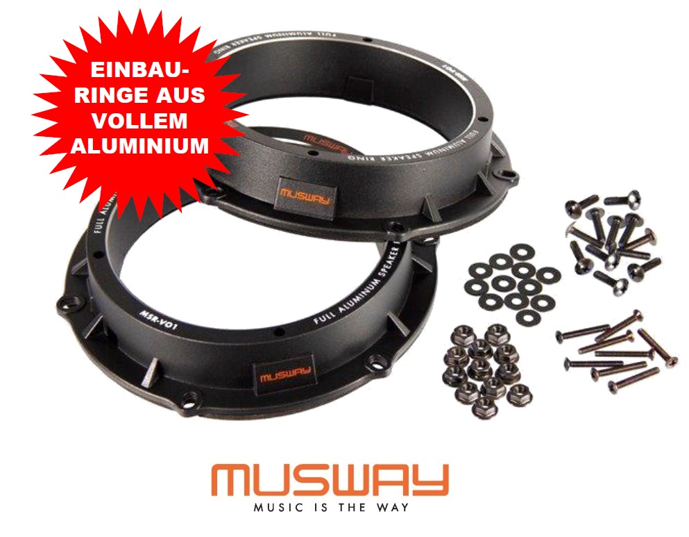 MUSWAY MSR-VO1 Aluminium Lautsprecher Adapter Einbauringe Kompatibel mit VAG, VW Volkswagen, Audi, Skoda 