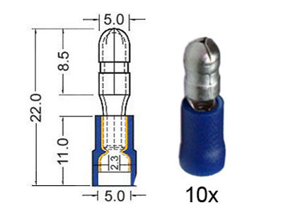 RTA 151.015-0 Rundstecker isoliert  5mm blau