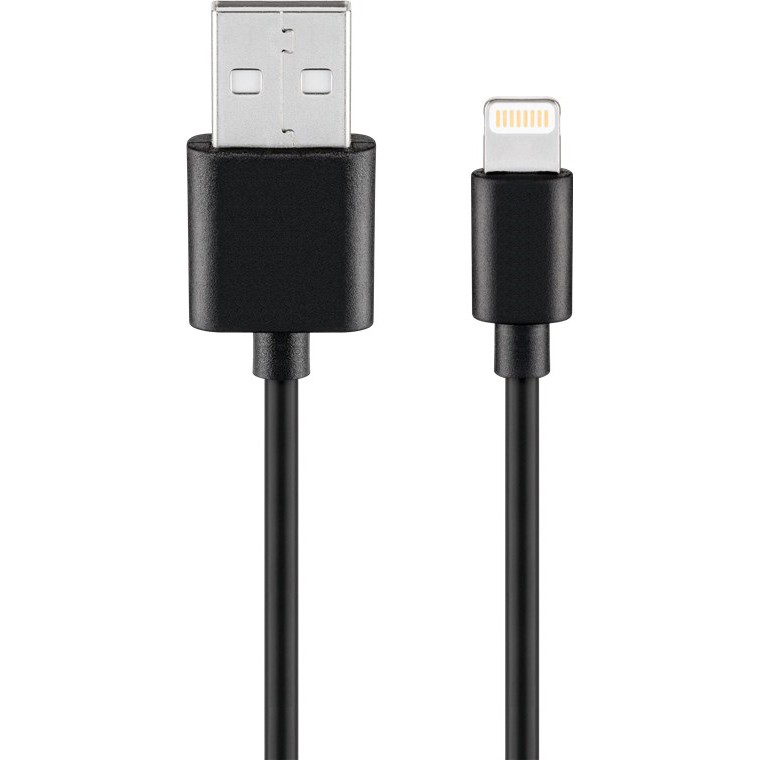 Ampire W72905 USB-A Kabel auf Apple Lightning Stecker, 50cm, schwarz USB Lade- und Synchronisationskabel für Apple iPhone/iPad
