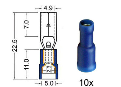RTA 151.222-0 Rundsteckhülse isoliert 5mm blau