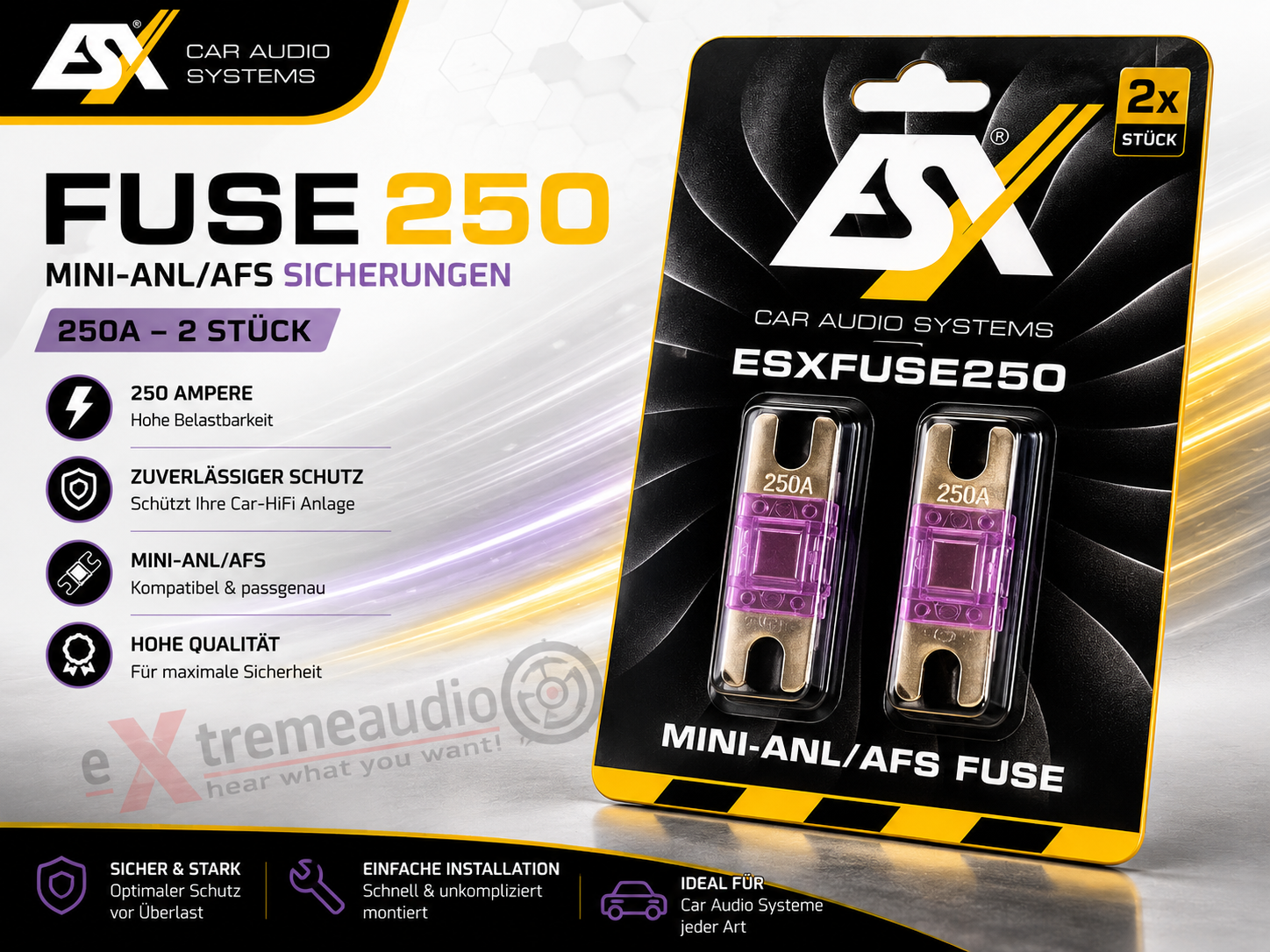 ESX FUSE250 Mini-ANL/AFS Sicherungen 250A 2 Stück MINI ANL Sicherung