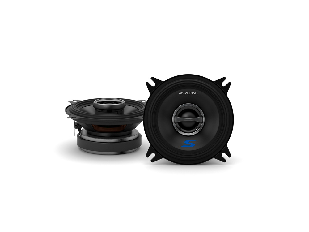 Alpine S-S40 10 cm (4-Zoll) 2-Wege-Koaxial-Lautsprechersystem 1 Paar 140 Watt Speaker
