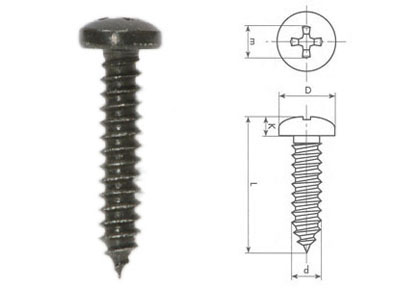 RTA 420.008-2 4,2 x 50mm vis auto-taraudeuse DIN 7981 croix noire