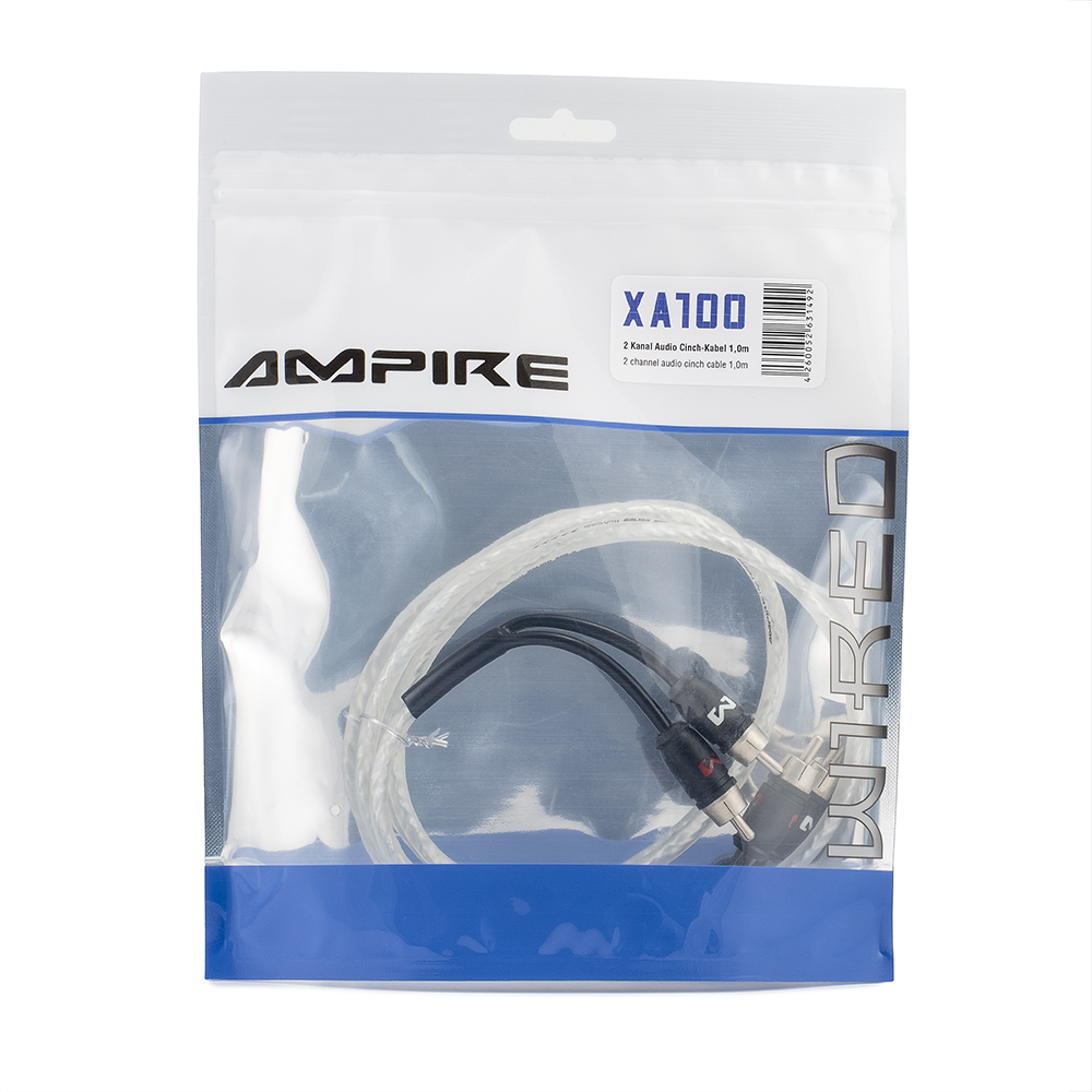 AMPIRE XA100 2-Kanal Cinchkabel Audio Kabel 100 cm, 2-Kanal RCA 1 meter X-Link Serie 