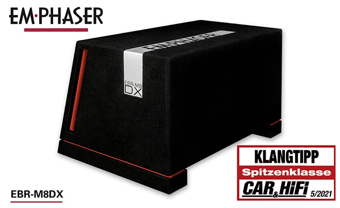 EMPHASER EBR-M8DX Monolith 20 cm Bassreflex-Subwoofer Druckvoller 20 cm / 8 Zoll Subwoofer, MDF Bassreflex Gehäuse, 1000 Watt