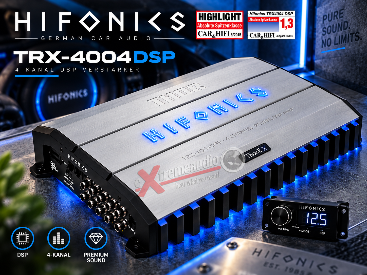 Hifonics Thor TRX4004DSP 4 Kanal Verstärker mit 8 Kanal DSP TRX-4004DSP