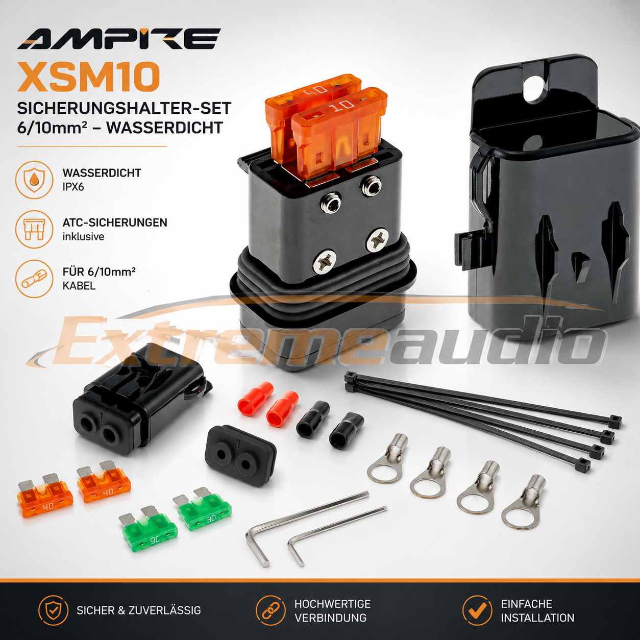 AMPIRE XSM10 Sicherungshalter-Set 6/10mm² mit ATC-Sicherungen, wasserdicht