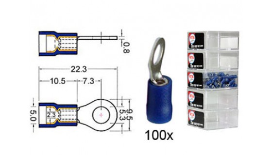 RTA 151.409-2 Klemm-Ringkabelschuh isoliert VINYL, M5 BLAU im 100er Pack