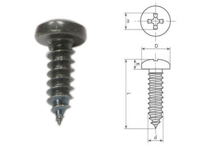 RTA 420.004-2 4,2 x 13mm vis auto-taraudeuse DIN 7981 croix noire