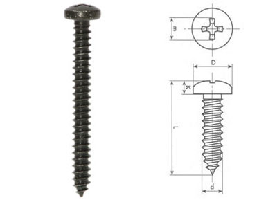 RTA 420.007-2 4.2 x 38mm self-tapping screw DIN 7981 black cross