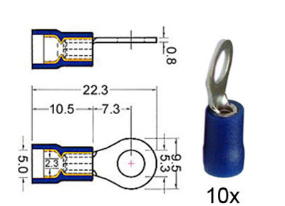 RTA 151.409-0 Terminal de bague de serrage isolés 5,3 mm bleu