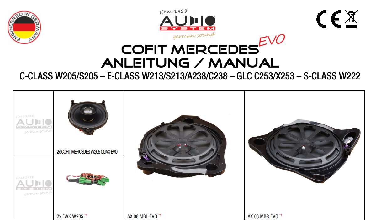 AUDIO SYSTEM COFIT MERCEDES GLC SUV X253 EVO 150W PERFECT FIT COMPO SYSTEM Lautsprecher für MERCEDES GLC SUV X253 2015->