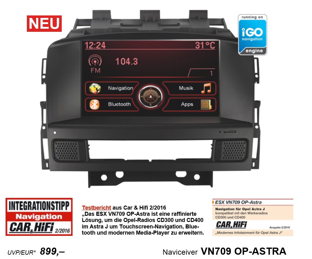 ESX VN709-OP-ASTRA Naviceiver / Autoradio für OPEL Astra J 